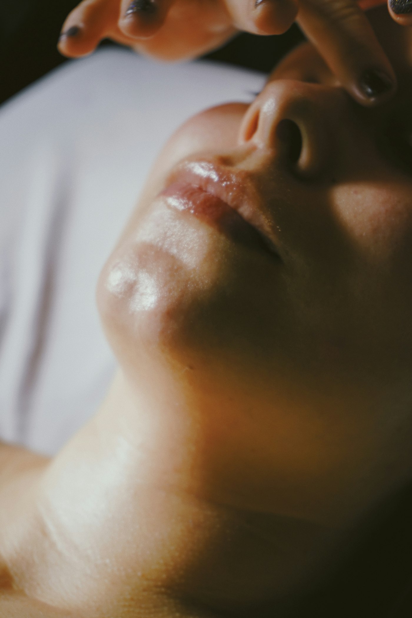 Close-up of skin after a facial treatment