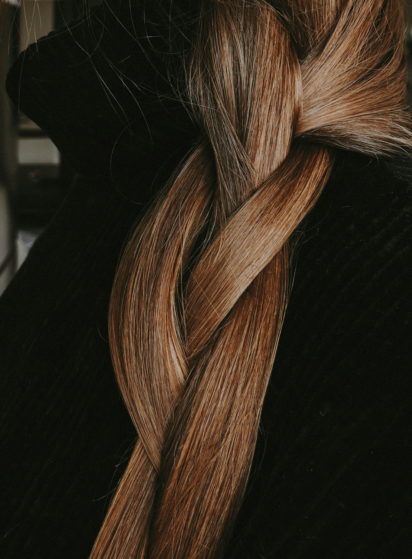 A finished braid, close up, showing shine and condition